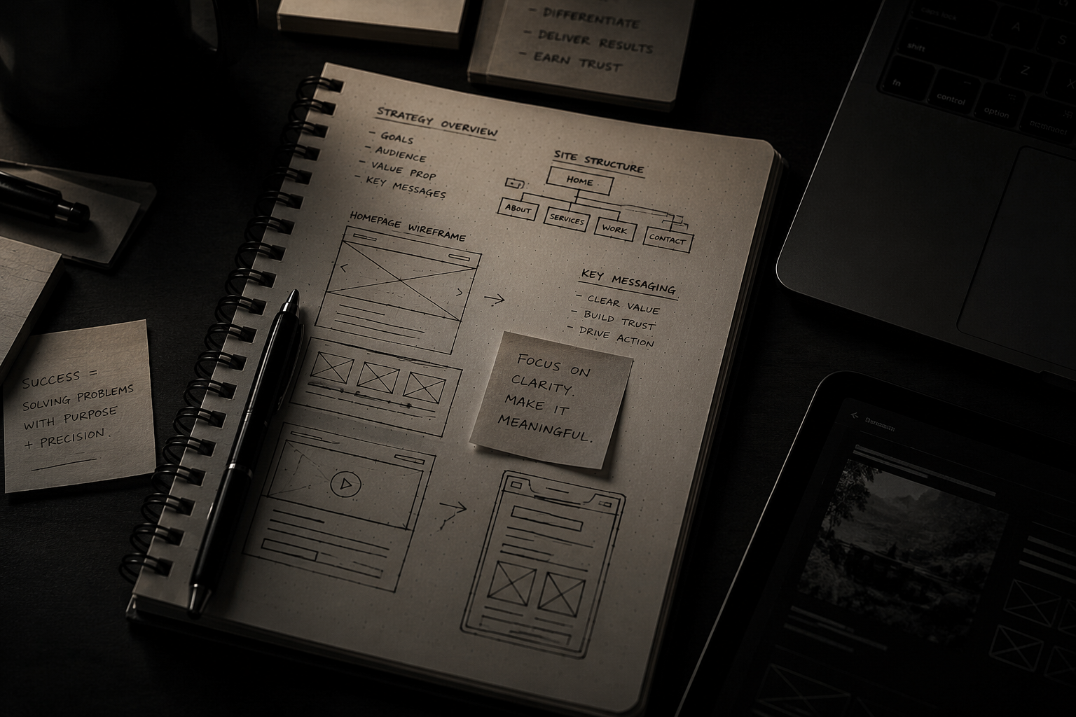 Planning notes and creative strategy sketches