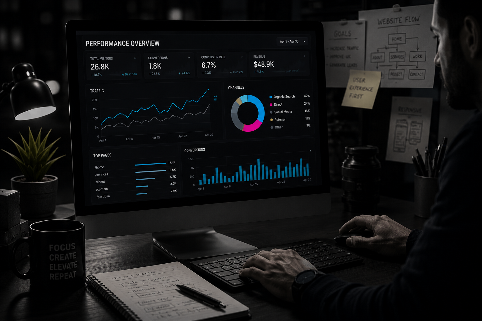 Analytics dashboard showing digital growth