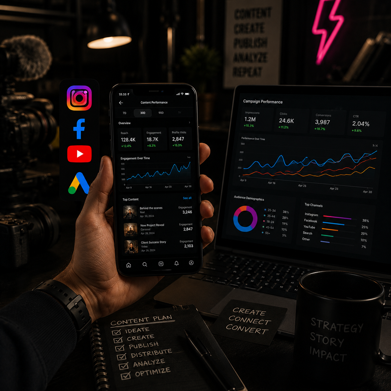 Social media content and digital advertising