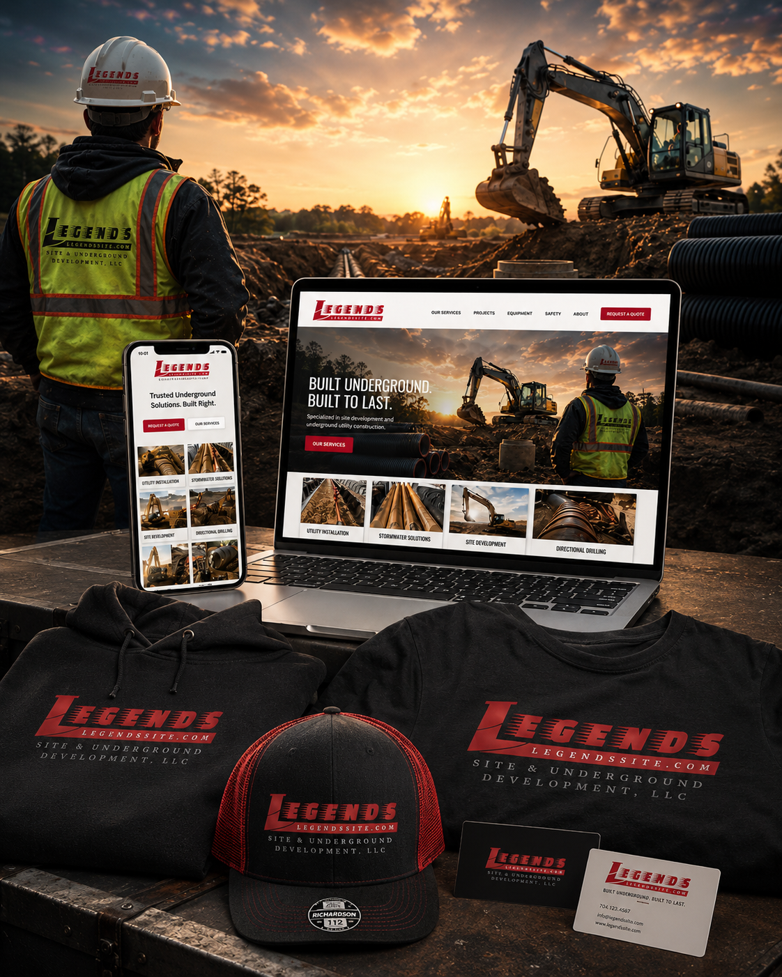 Legends Site and Underground Development website design