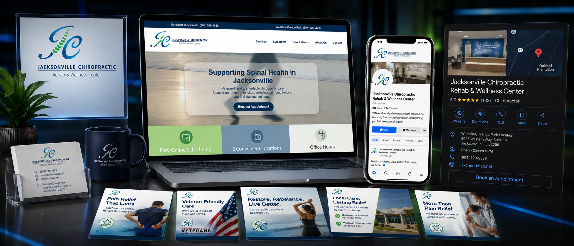 Jacksonville Chiropractic Rehab website and local marketing project