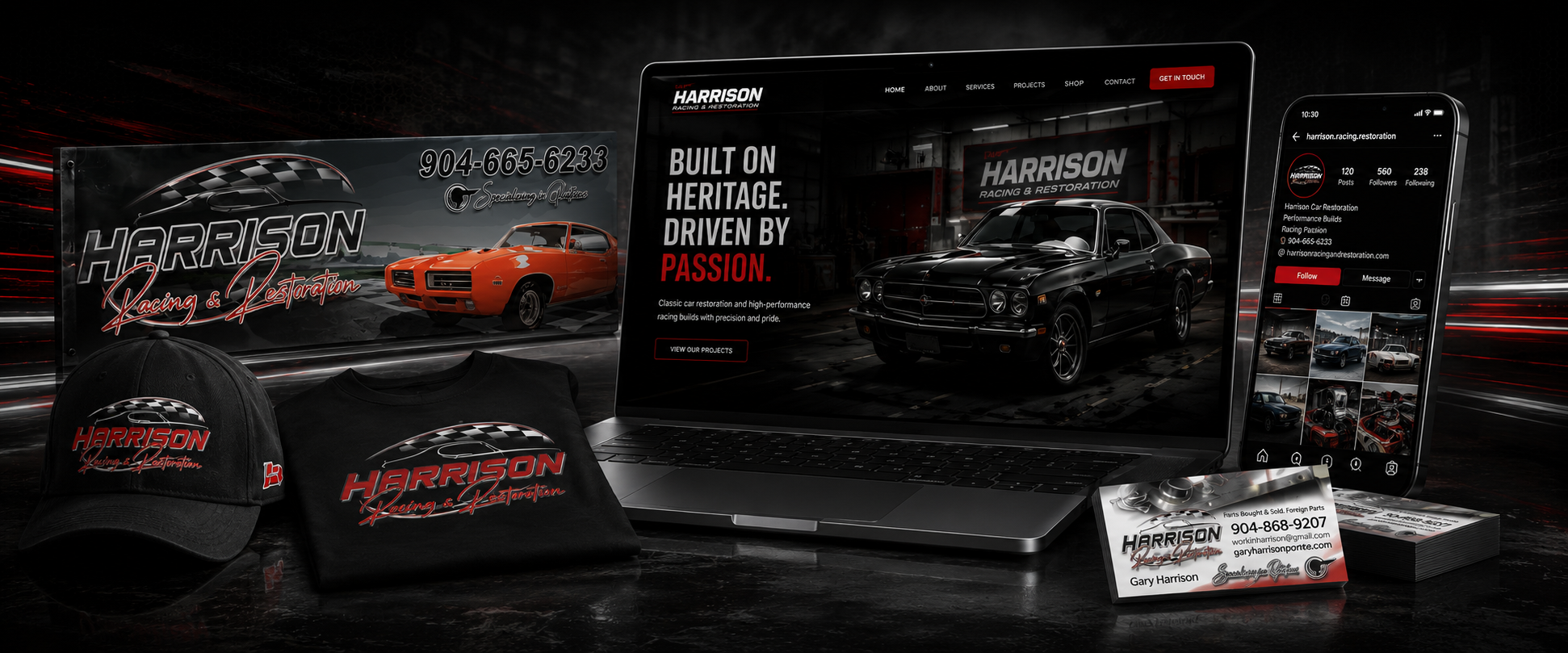 Harrison Racing and Restoration branding and website project