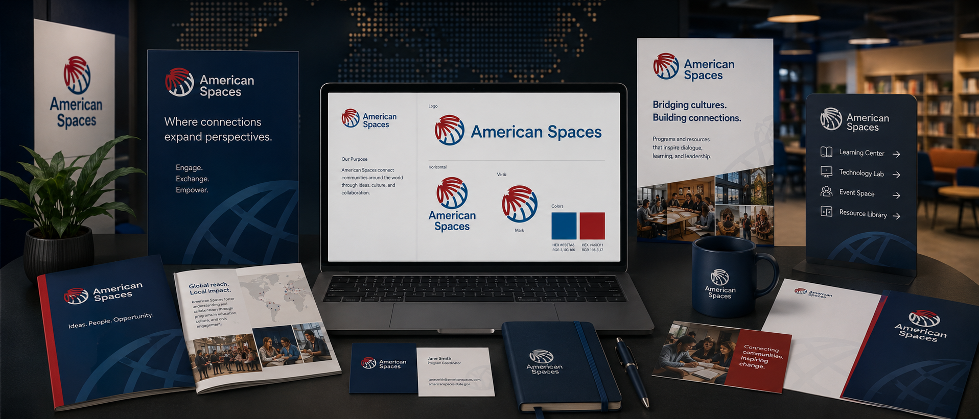 American Spaces branding and presentation materials