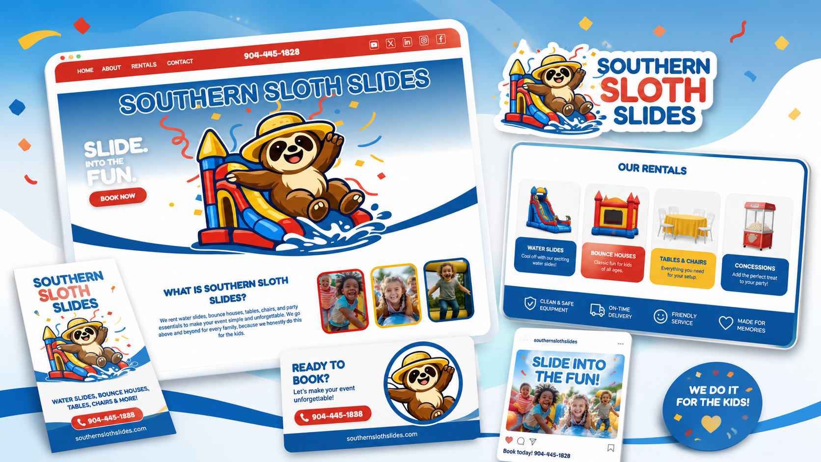 Southern Sloth Slides website and branding project