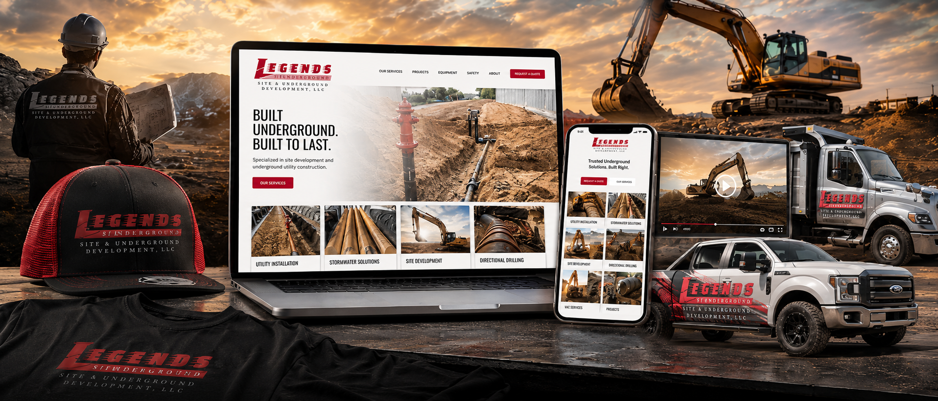 Legends Site and Underground Development website and branding project